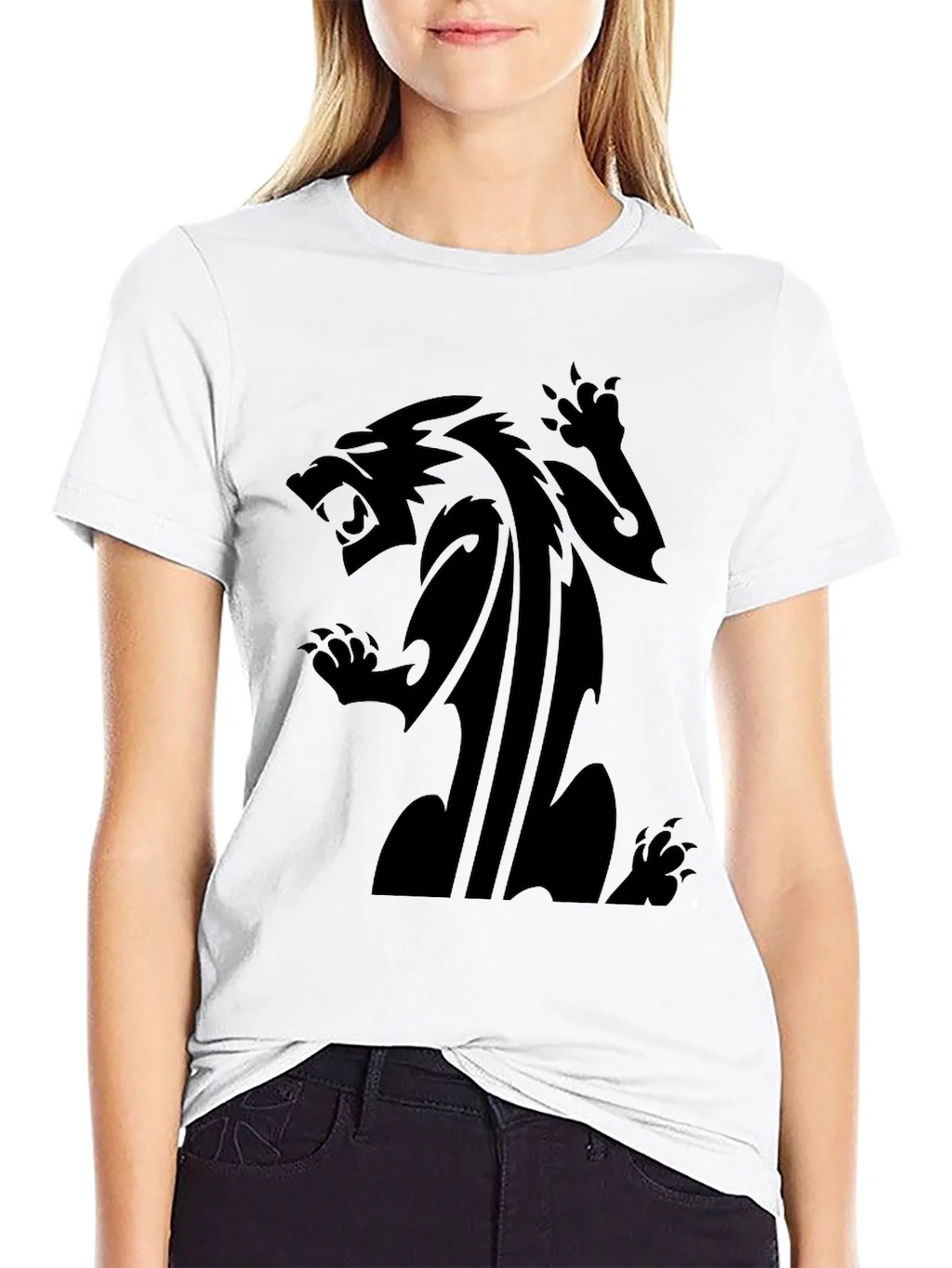 Mens Black T-Shirt with Fierce Animal Graphic product image 8