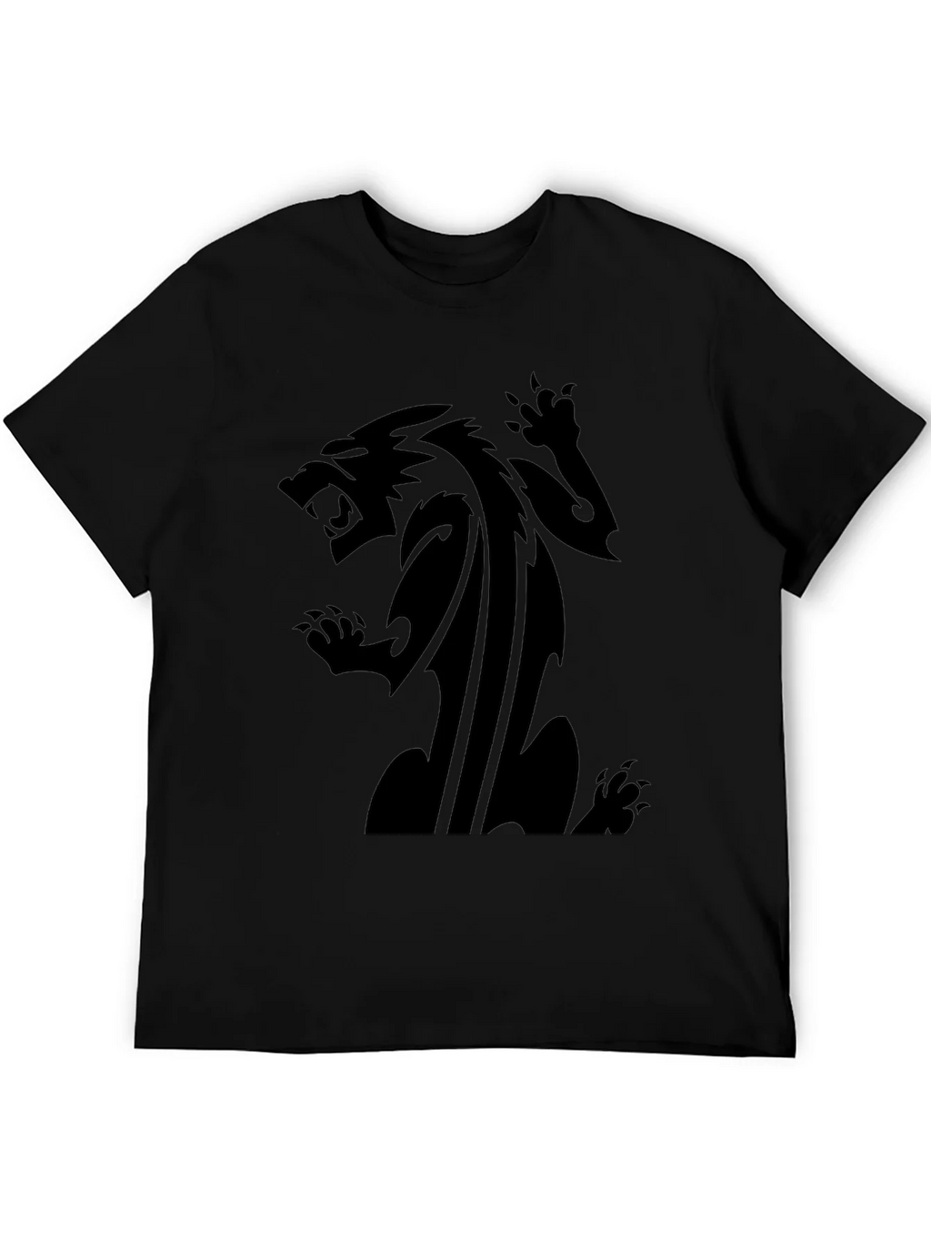 Mens Black T-Shirt with Fierce Animal Graphic product image 5