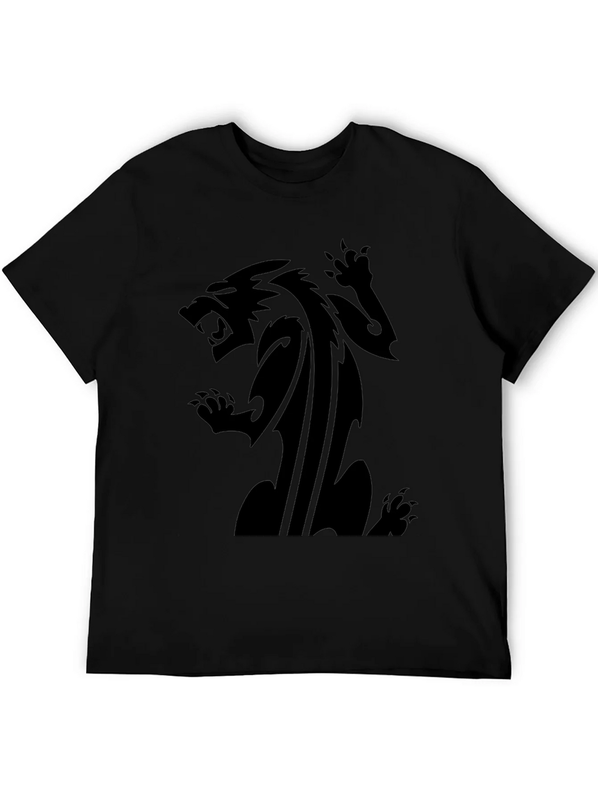 Mens Black T-Shirt with Fierce Animal Graphic product image 5