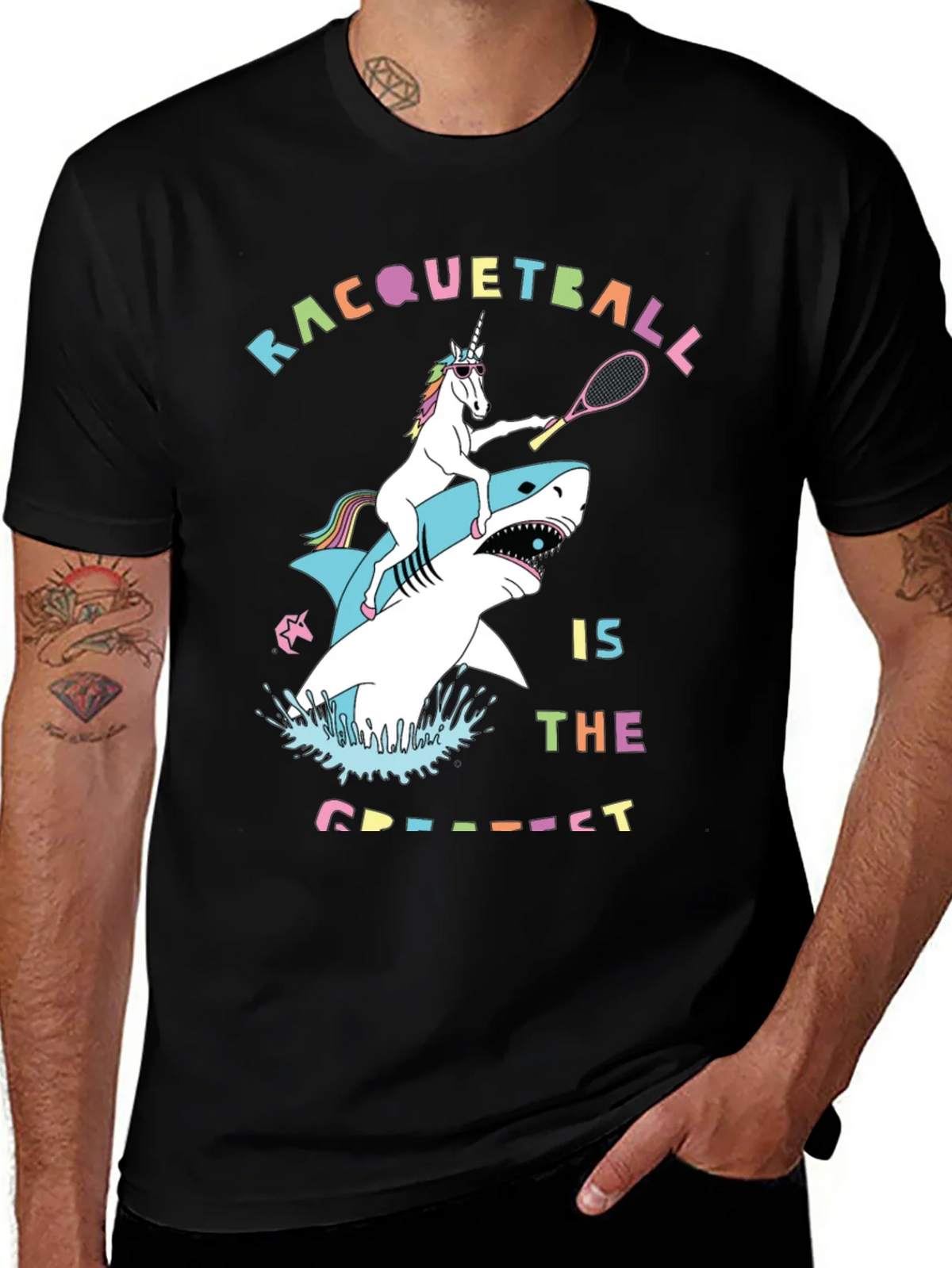 Racquetball Unicorn Shark Graphic Tee product image 1