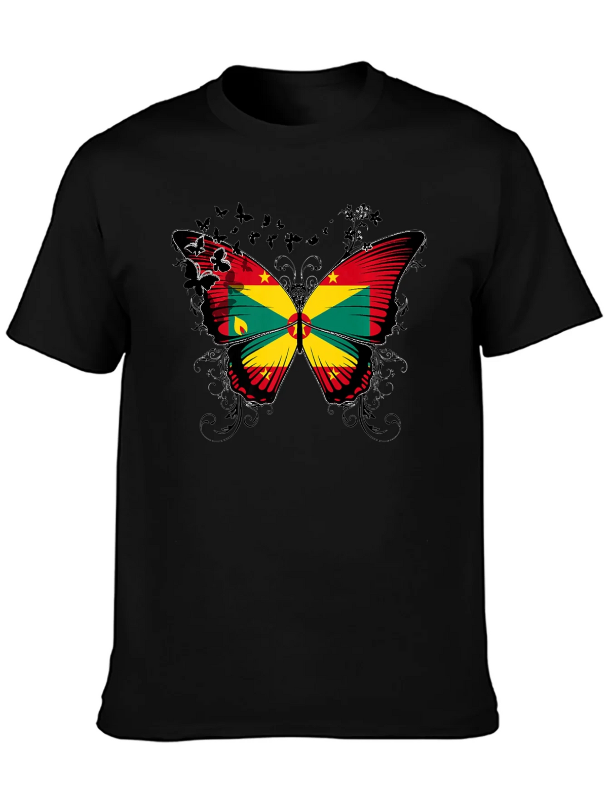 Grenada Flag Butterfly Graphic Tee - Black product image 3
