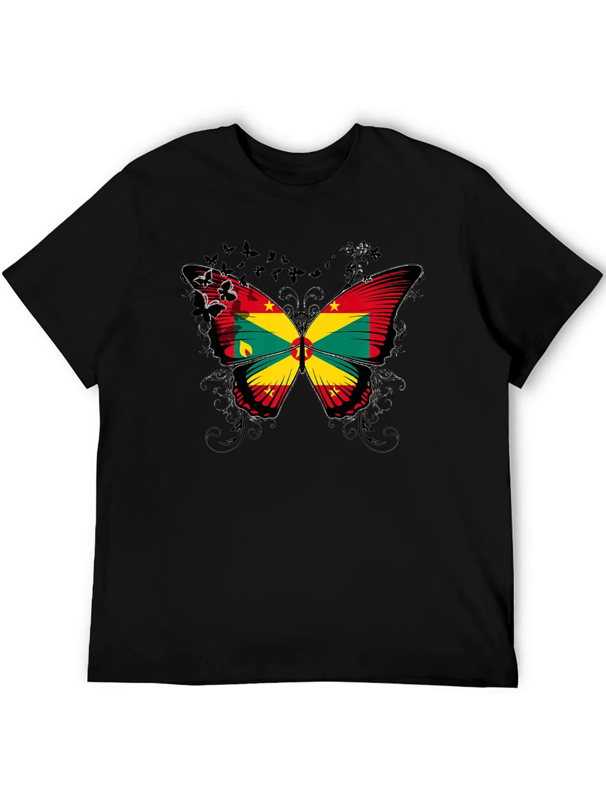 Grenada Flag Butterfly Graphic Tee - Black product image 5