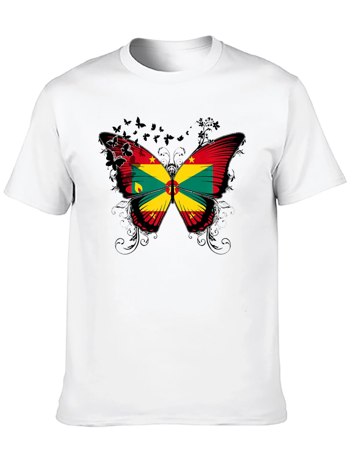 Grenada Flag Butterfly Graphic Tee - Black product image 9