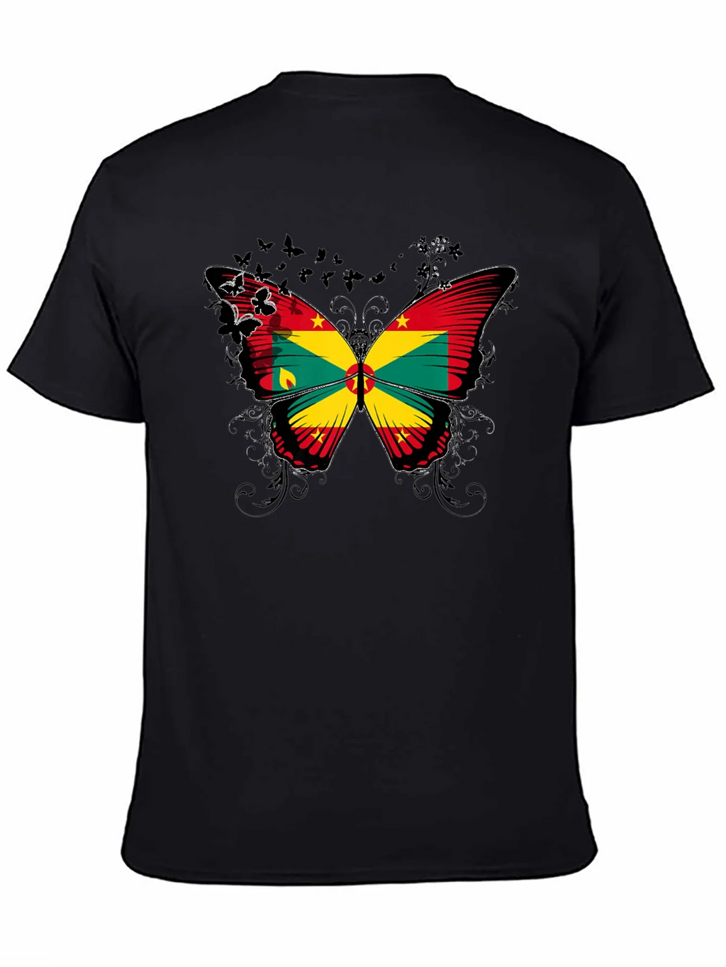 Grenada Flag Butterfly Graphic Tee - Black product image 4