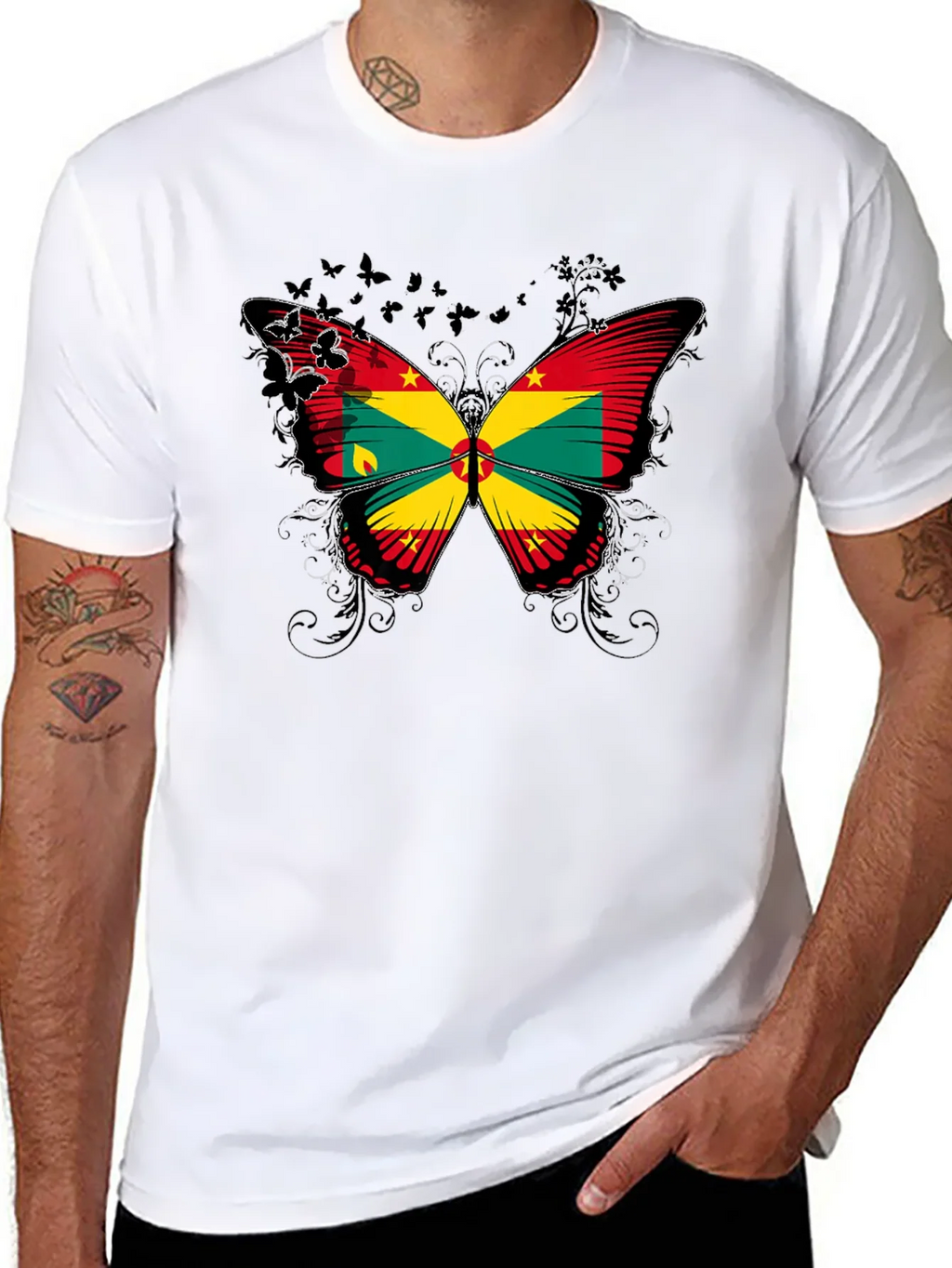 Grenada Flag Butterfly Graphic Tee - Black product image 7