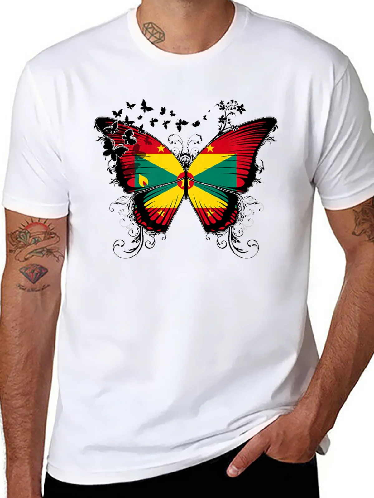 Grenada Flag Butterfly Graphic Tee - Black product image 7