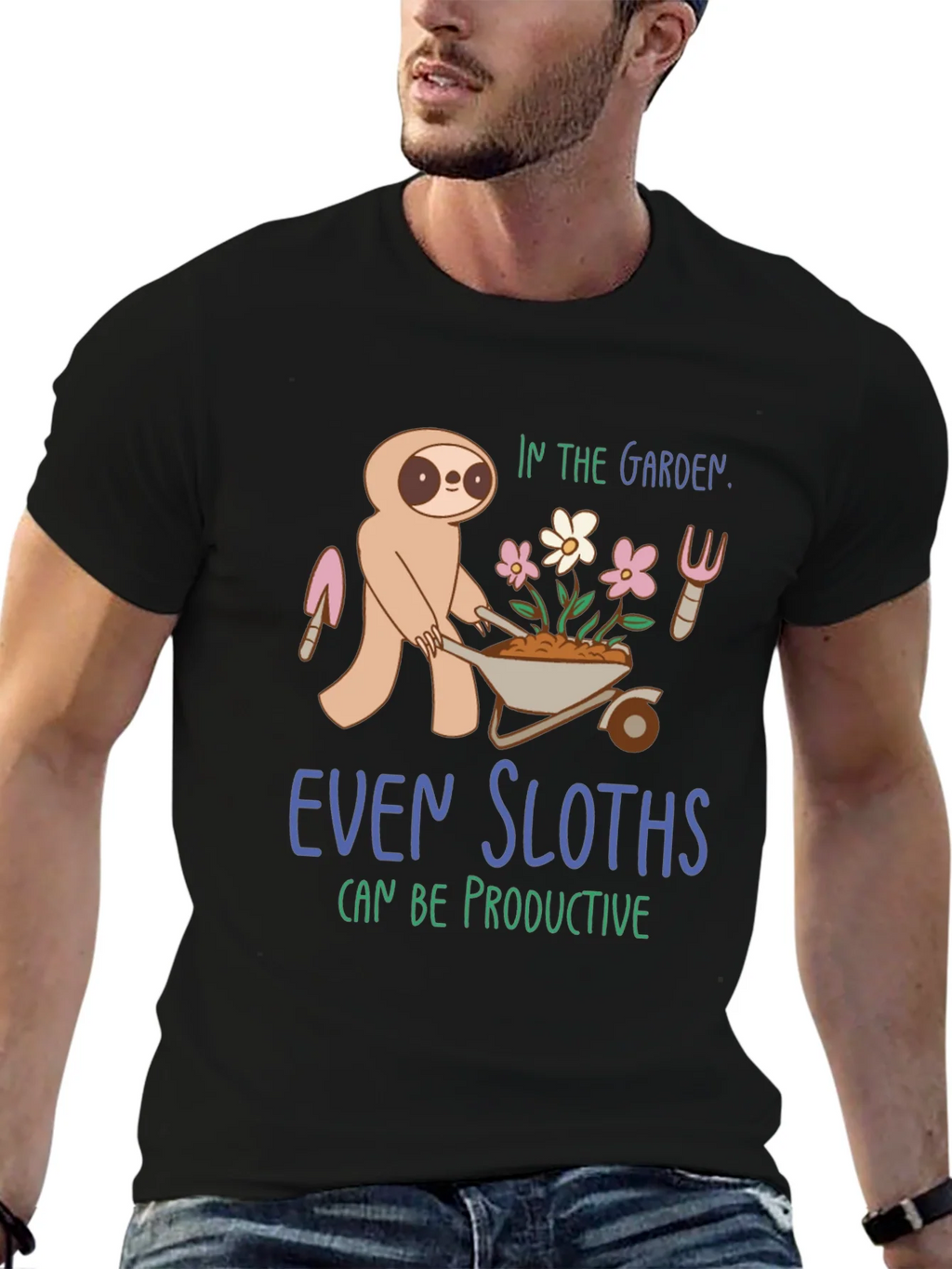 Sloth in the Garden Graphic T-Shirt product image 6
