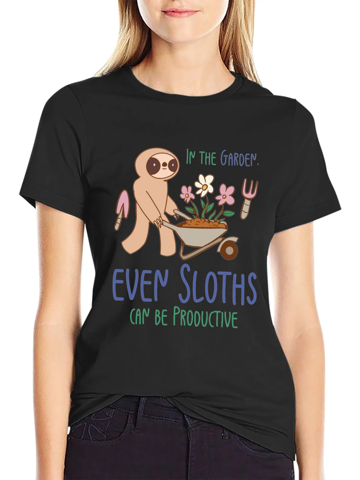 Sloth in the Garden Graphic T-Shirt product image 2