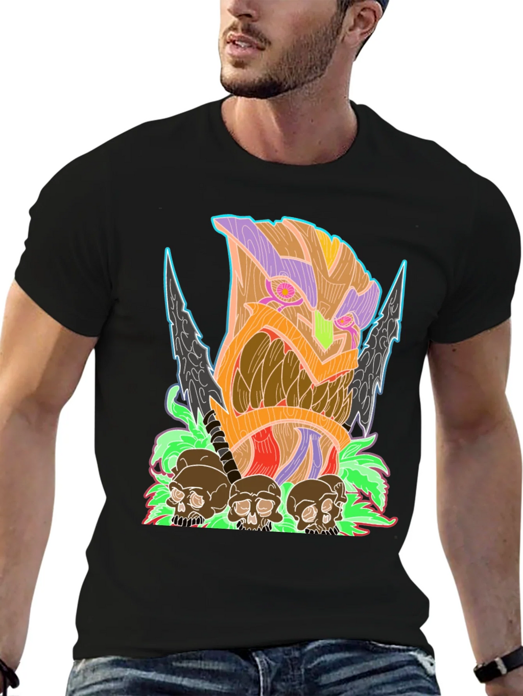Tiki Skull Graphic Tee - Black product image 6
