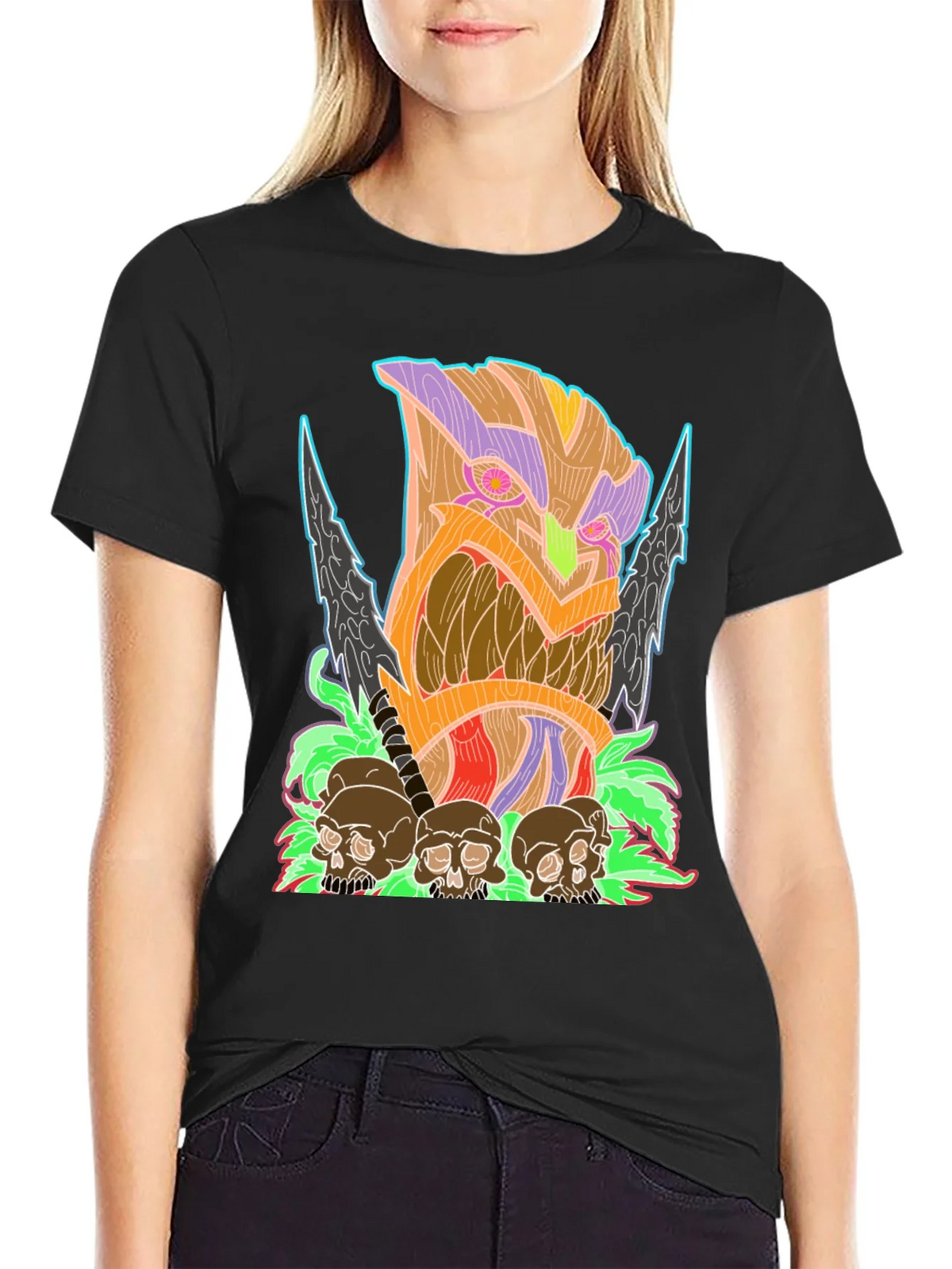 Tiki Skull Graphic Tee - Black product image 2