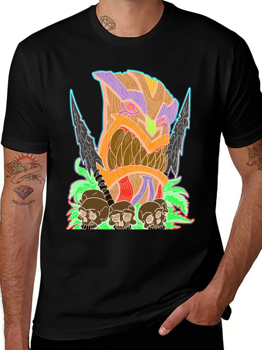 Tiki Skull Graphic Tee - Black product image 1