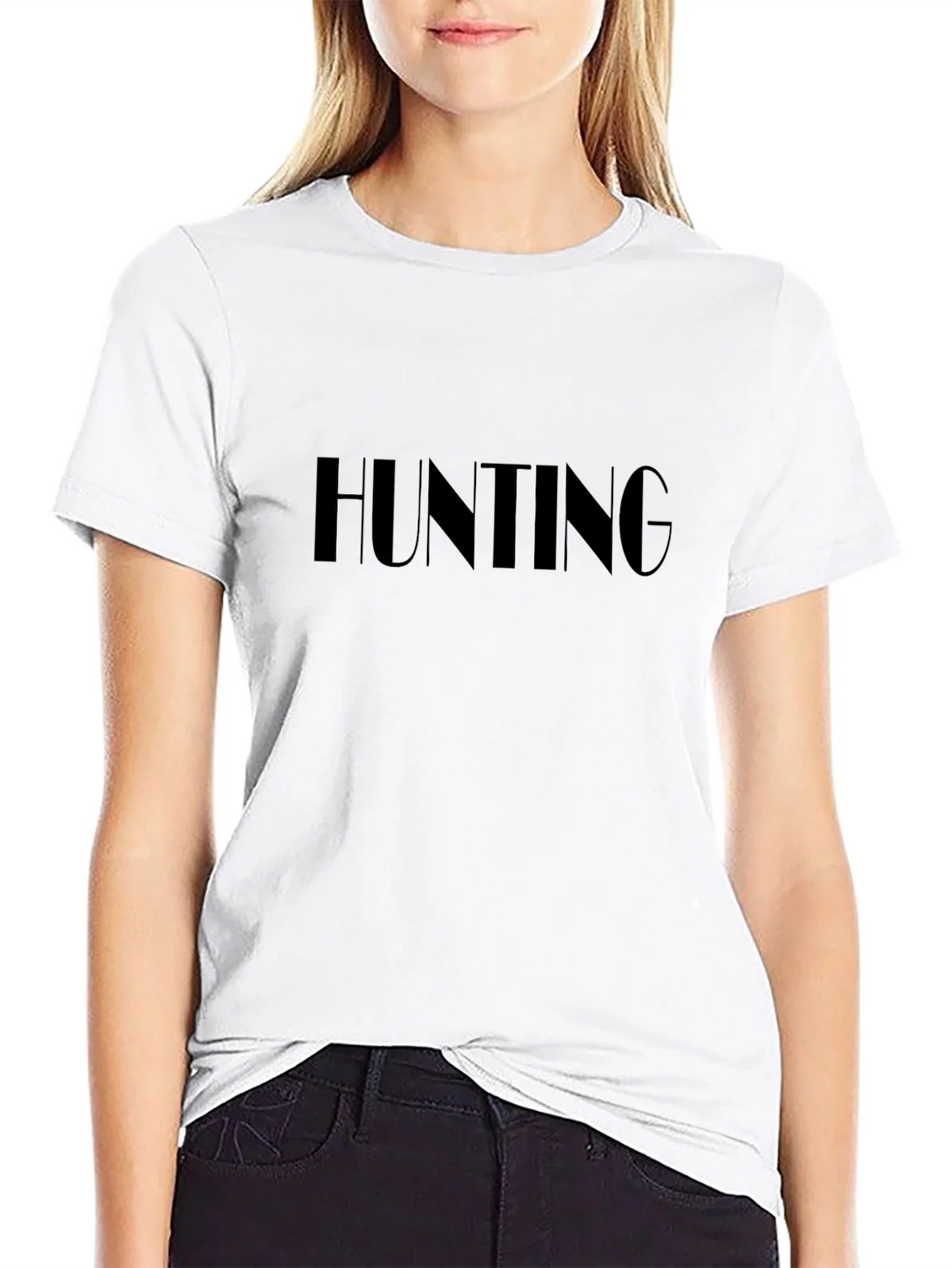 Hunting T-Shirt - Bold Text Design - Black Cotton Tee product image 8