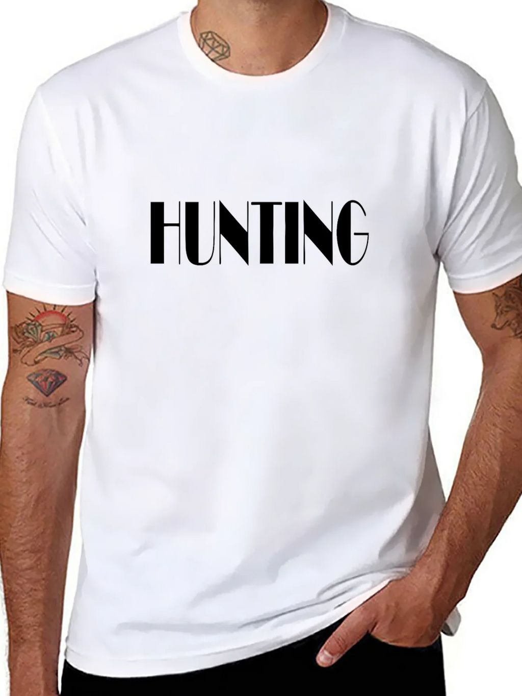 Hunting T-Shirt - Bold Text Design - Black Cotton Tee product image 7