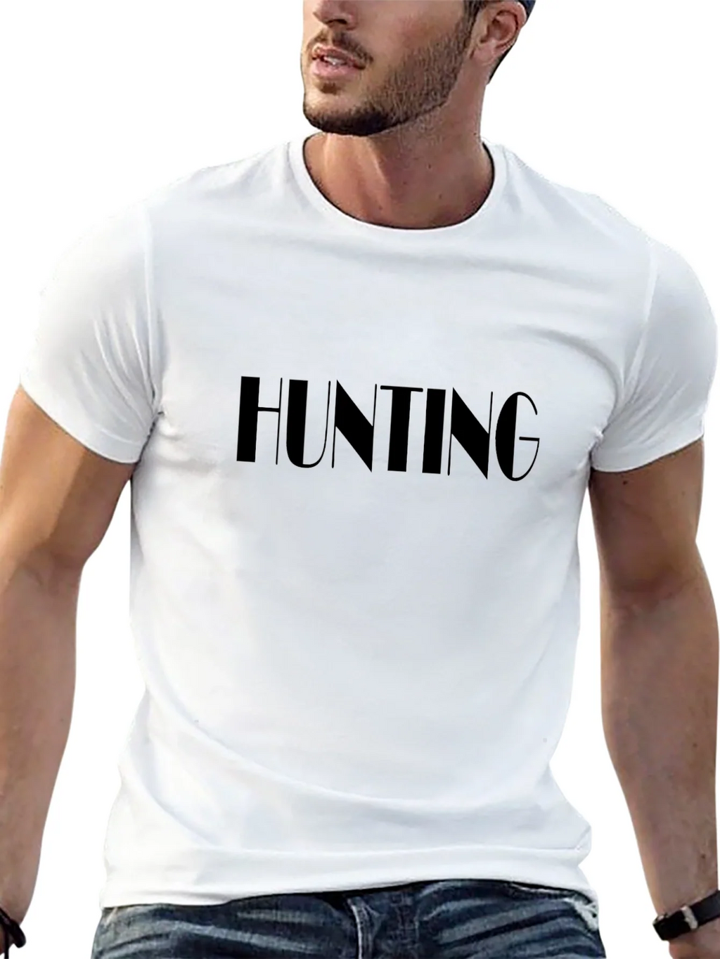 Hunting T-Shirt - Bold Text Design - Black Cotton Tee product image 12