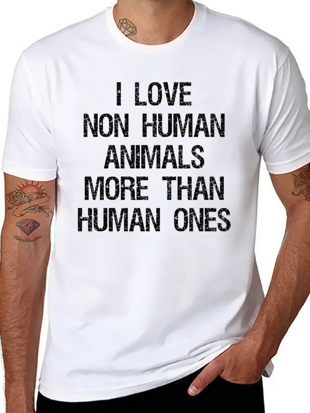 I Love Non-Human Animals More Than Human Ones Black T-Shirt product image 7