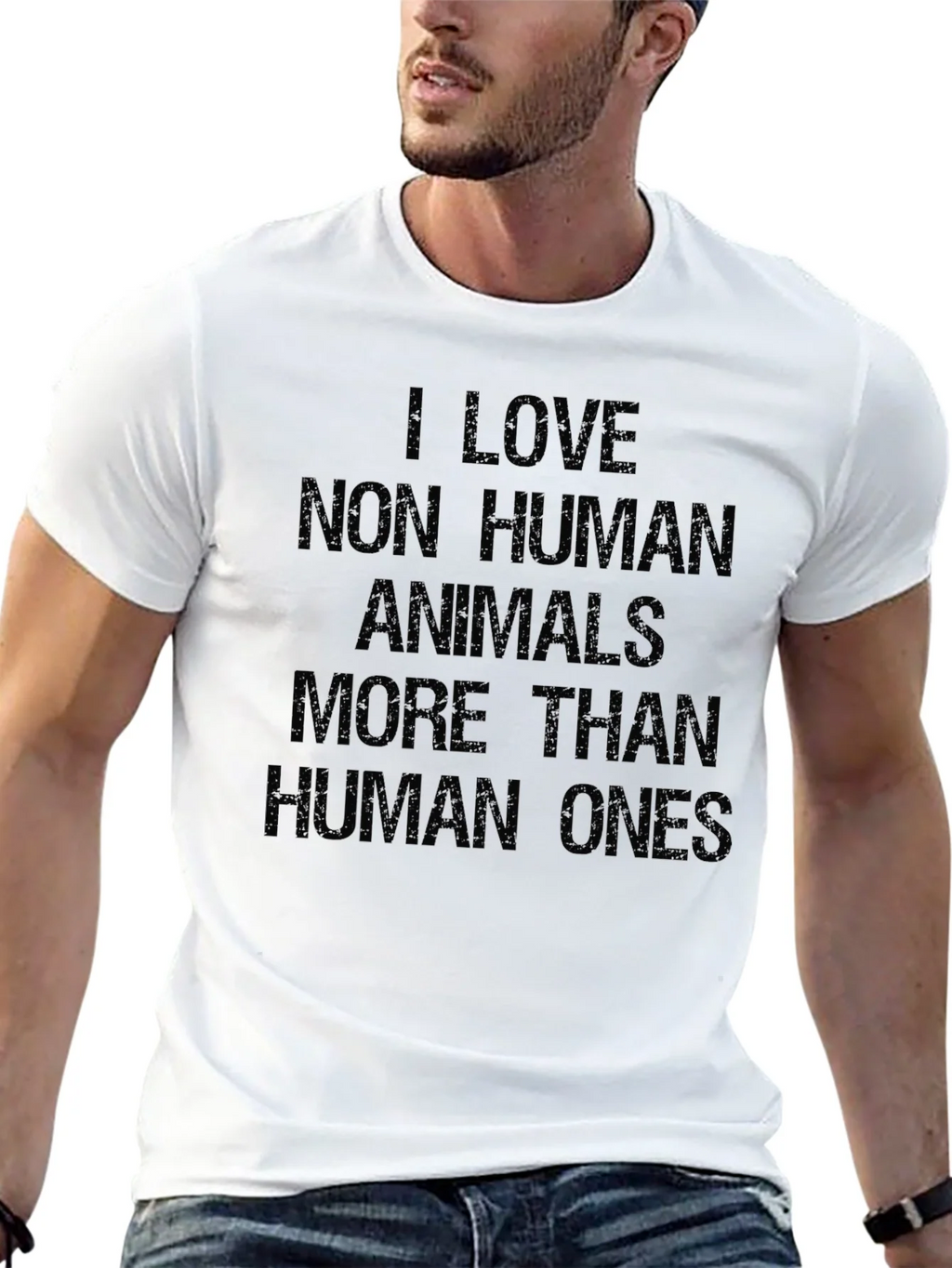 I Love Non-Human Animals More Than Human Ones Black T-Shirt product image 12