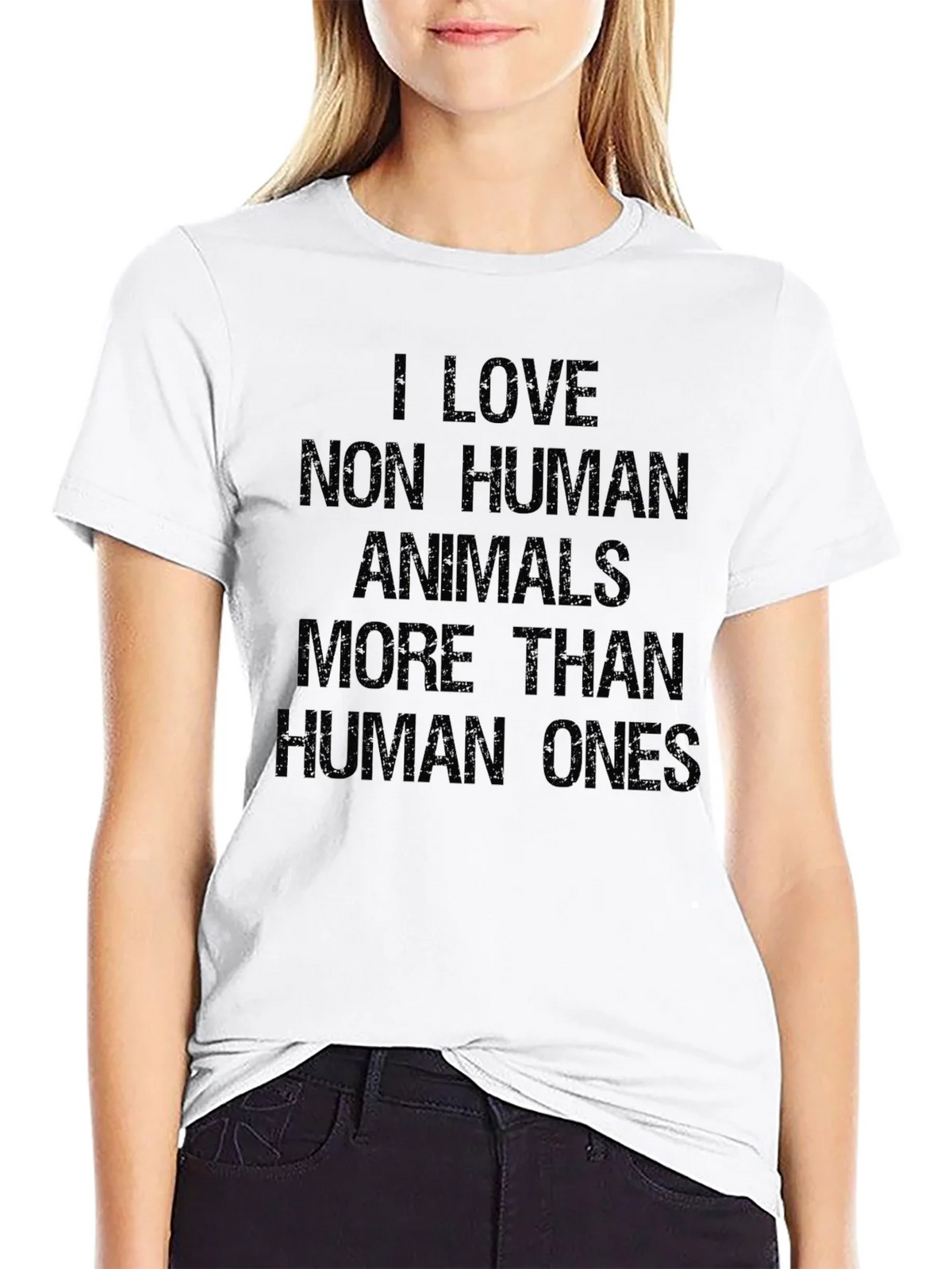I Love Non-Human Animals More Than Human Ones Black T-Shirt product image 8