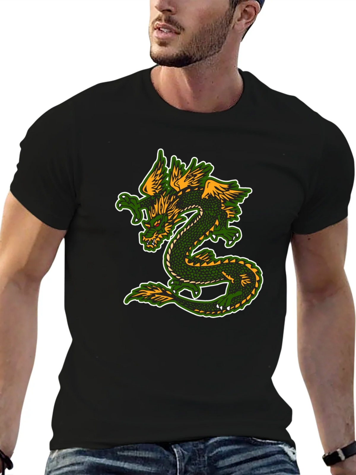 Dragon Graphic T-Shirt - Black Cotton Blend Tee product image 5