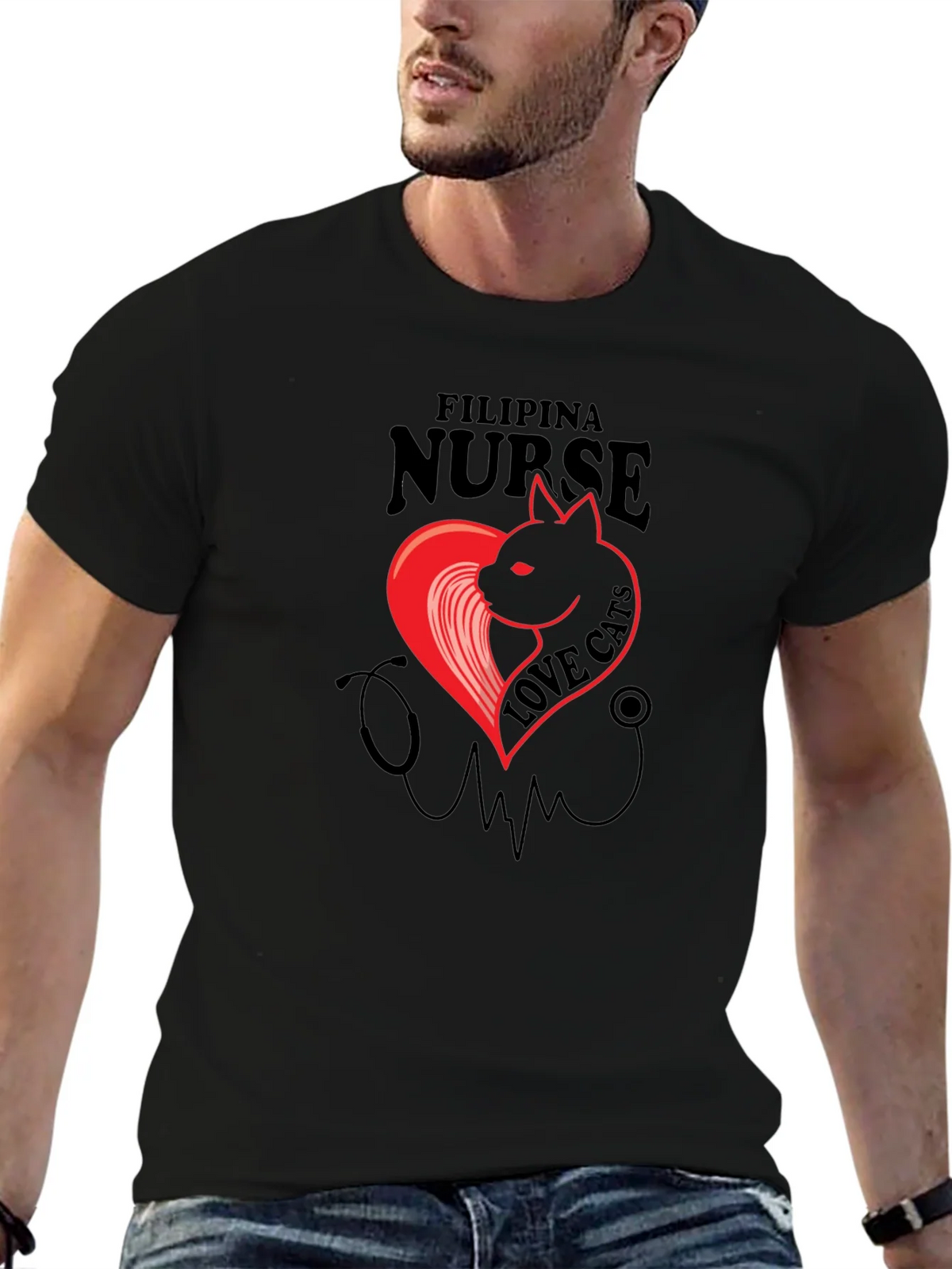 Filipina Nurse Cat Lover T-Shirt product image 4