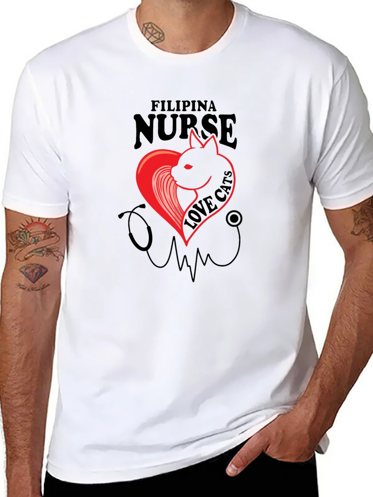 Filipina Nurse Cat Lover T-Shirt product image 5