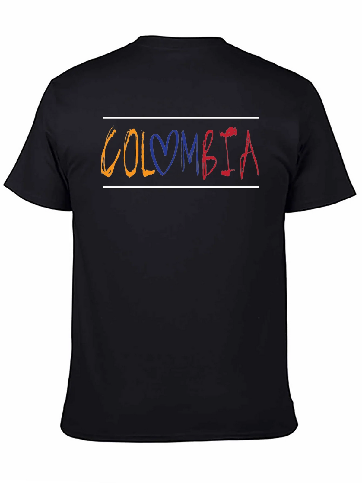 Colombia Flag Heart Graphic Tee - Black Cotton Comfort Fit product image 2