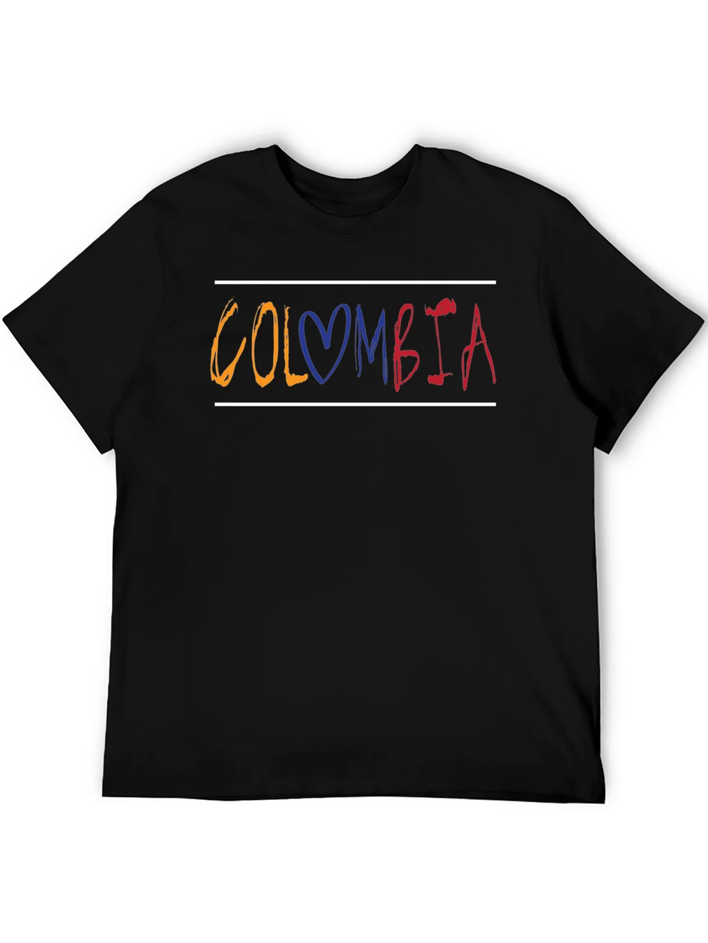 Colombia Flag Heart Graphic Tee - Black Cotton Comfort Fit product image 3