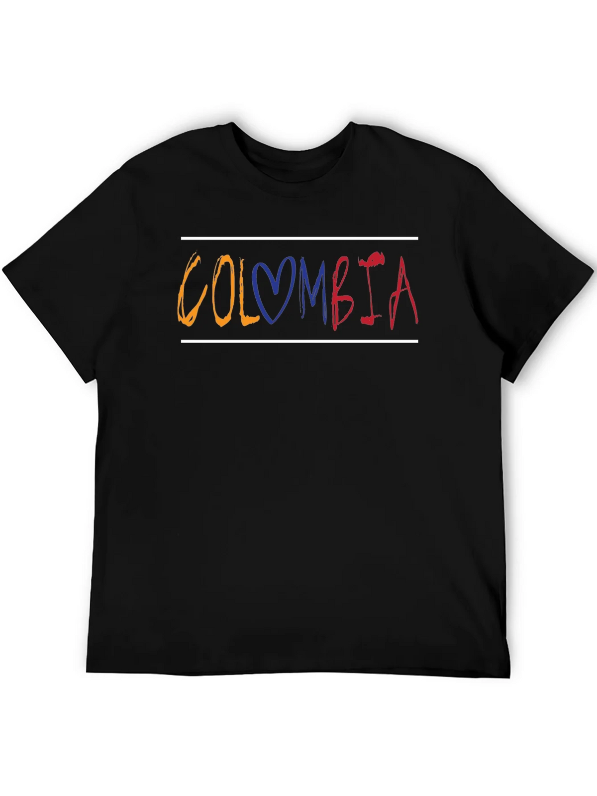 Colombia Flag Heart Graphic Tee - Black Cotton Comfort Fit product image 3