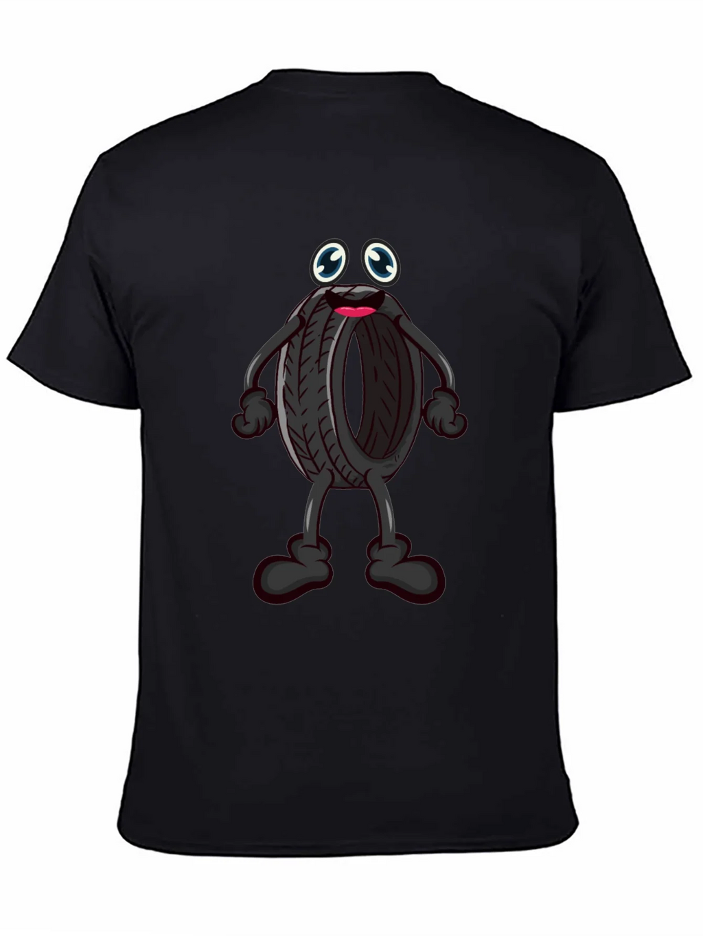 Cartoon Tire T-Shirt - Black Crew Neck product image 2