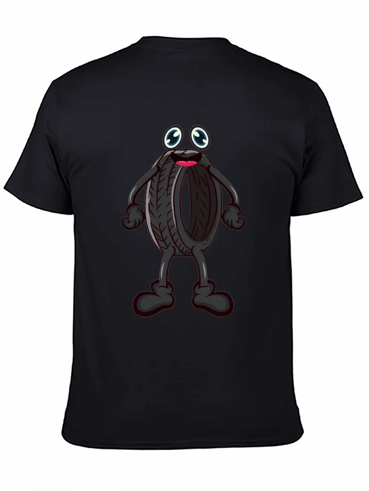 Cartoon Tire T-Shirt - Black Crew Neck product image 2