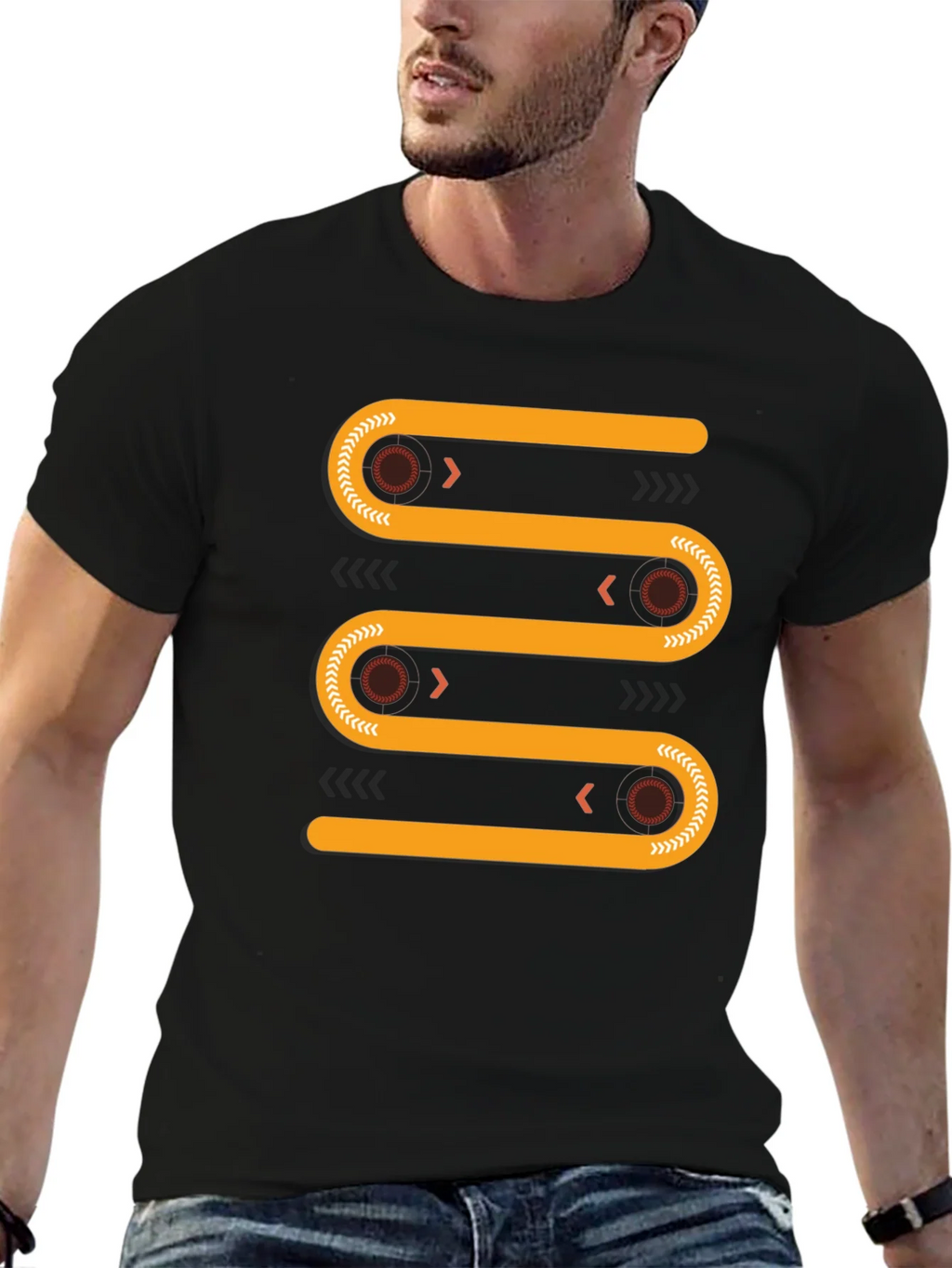 Abstract Geometric Conveyor Belt Graphic Tee product image 6