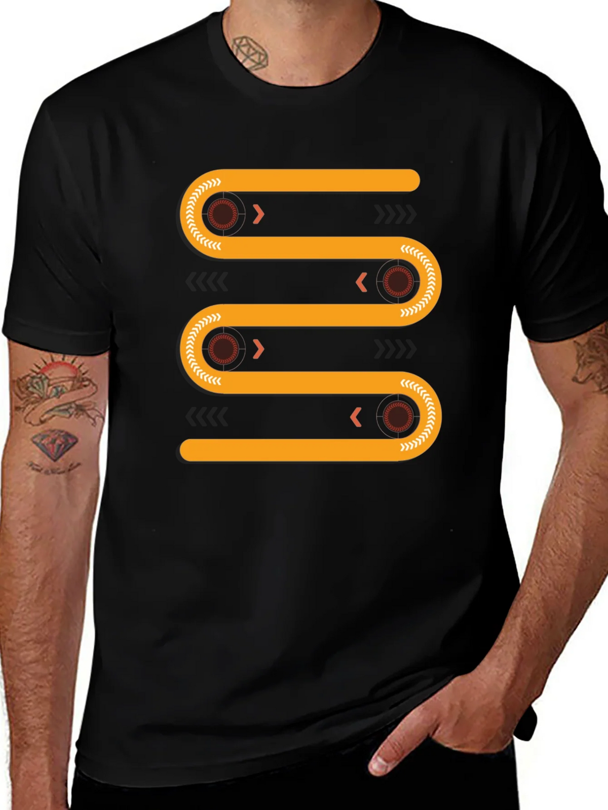 Abstract Geometric Conveyor Belt Graphic Tee product image 1