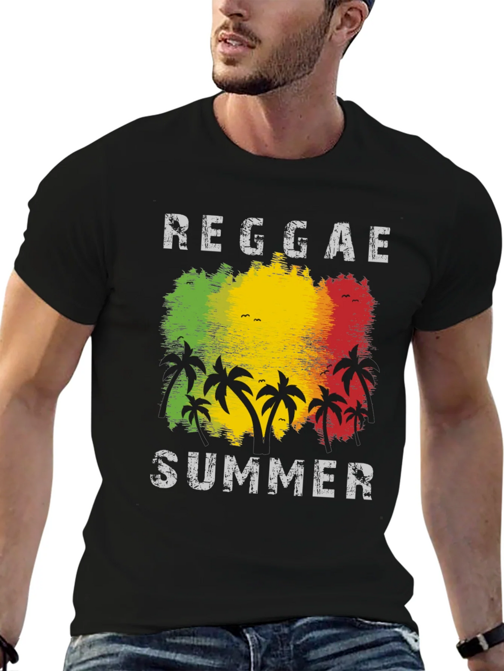 Reggae Summer Palm Tree Graphic T-Shirt product image 5