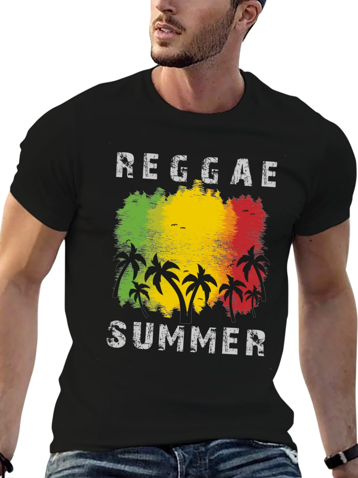 Reggae Summer Palm Tree Graphic T-Shirt product image 5