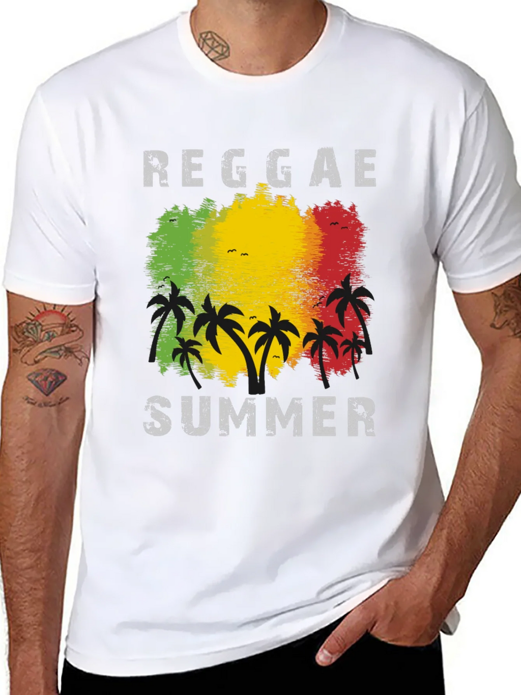 Reggae Summer Palm Tree Graphic T-Shirt product image 6