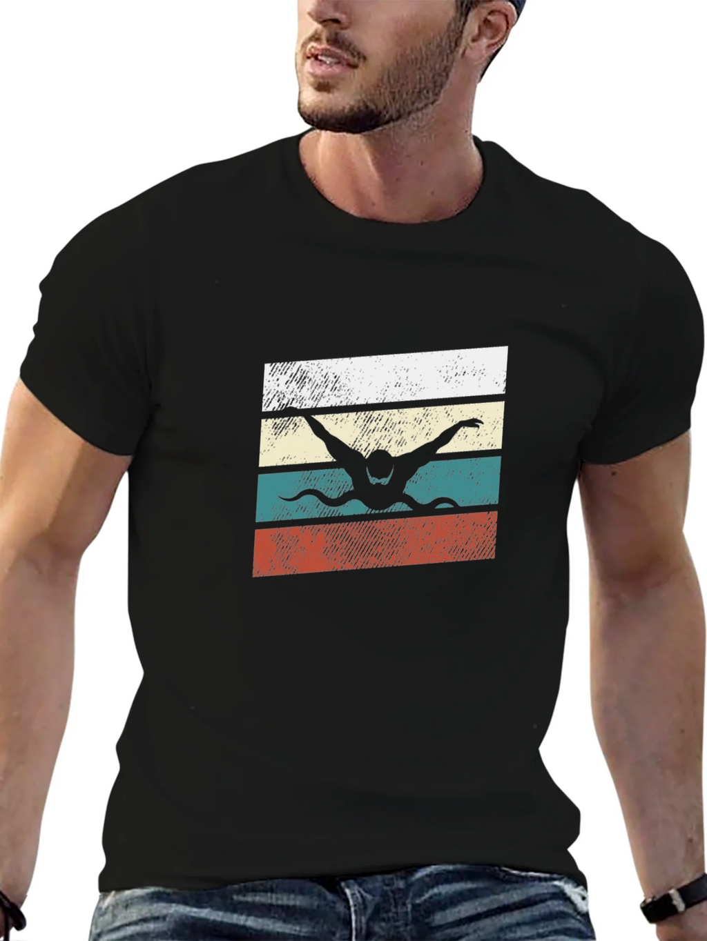 Retro Swimmer Graphic Tee - Black product image 6
