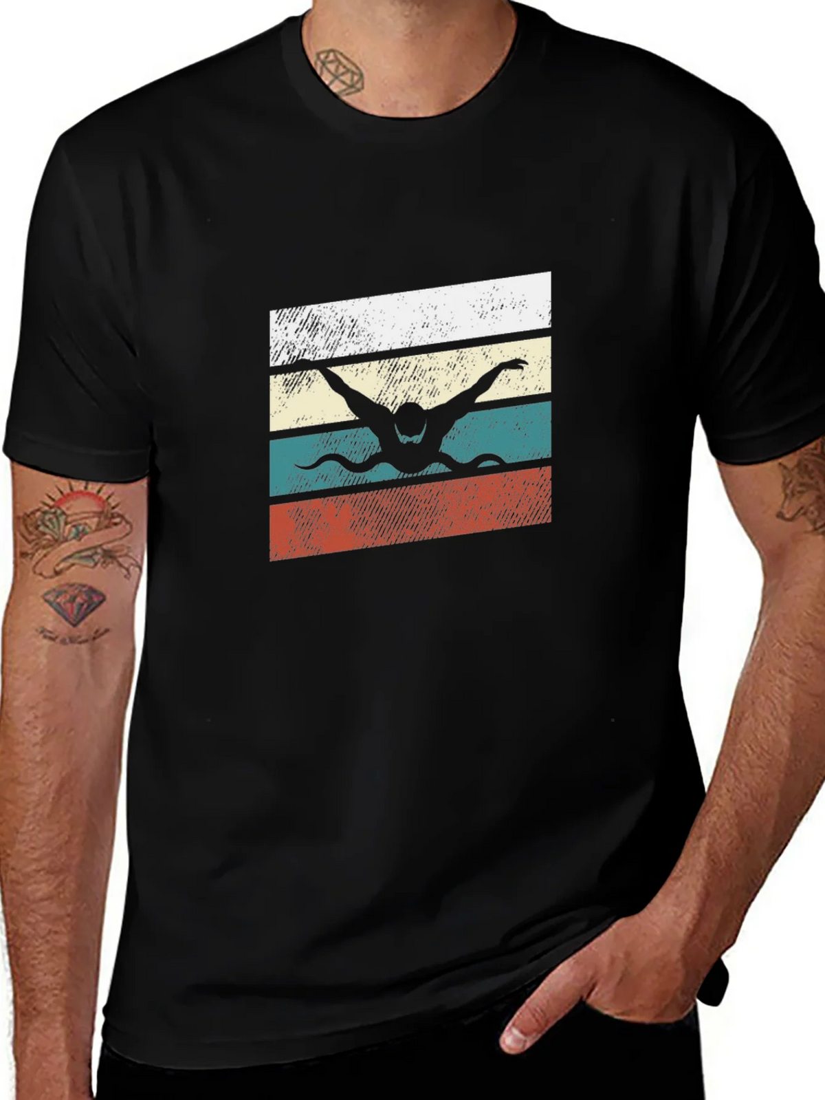 Retro Swimmer Graphic Tee - Black product image 1