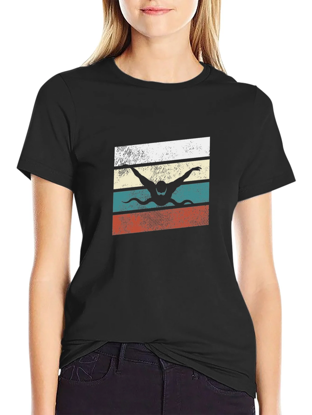 Retro Swimmer Graphic Tee - Black product image 2