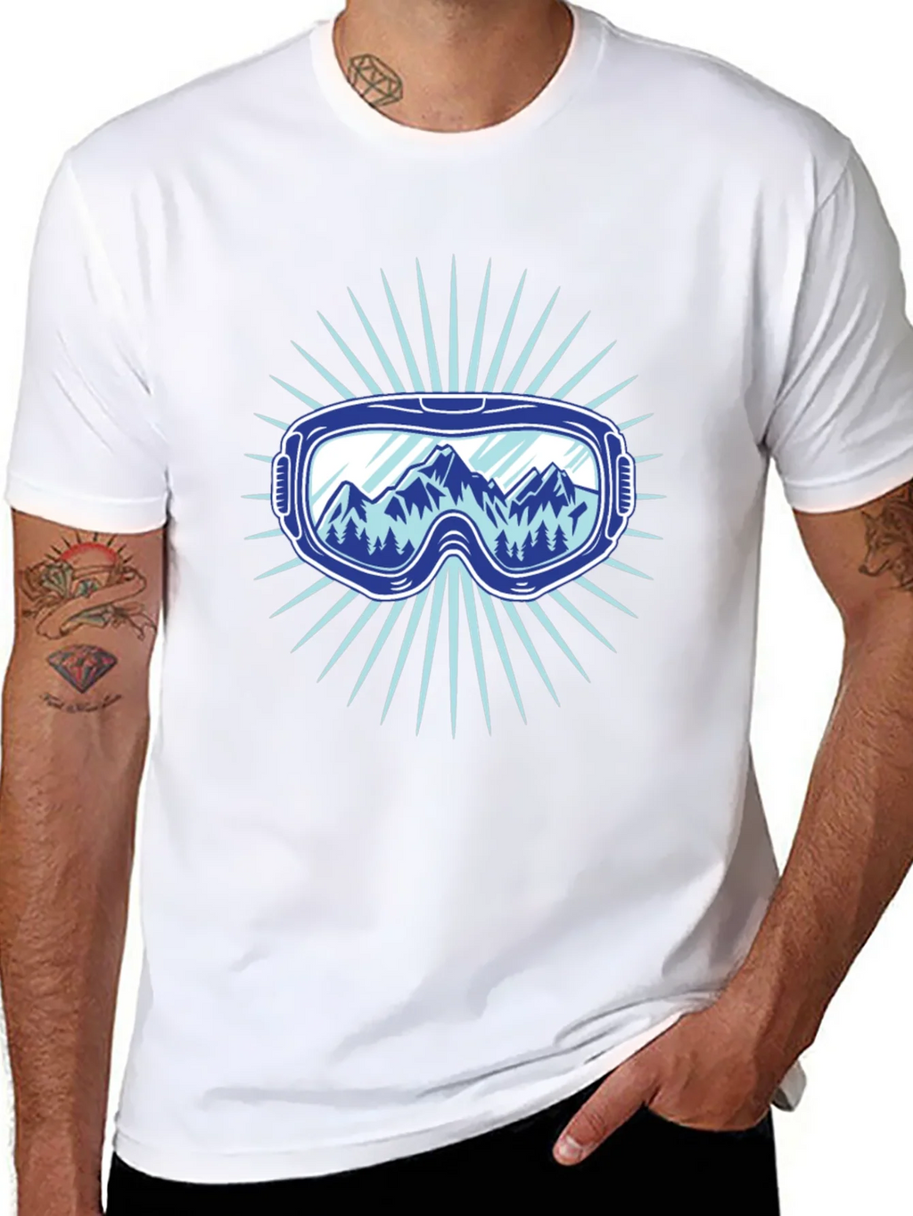 Mountains Ski Goggles Graphic Tee - Black product image 7