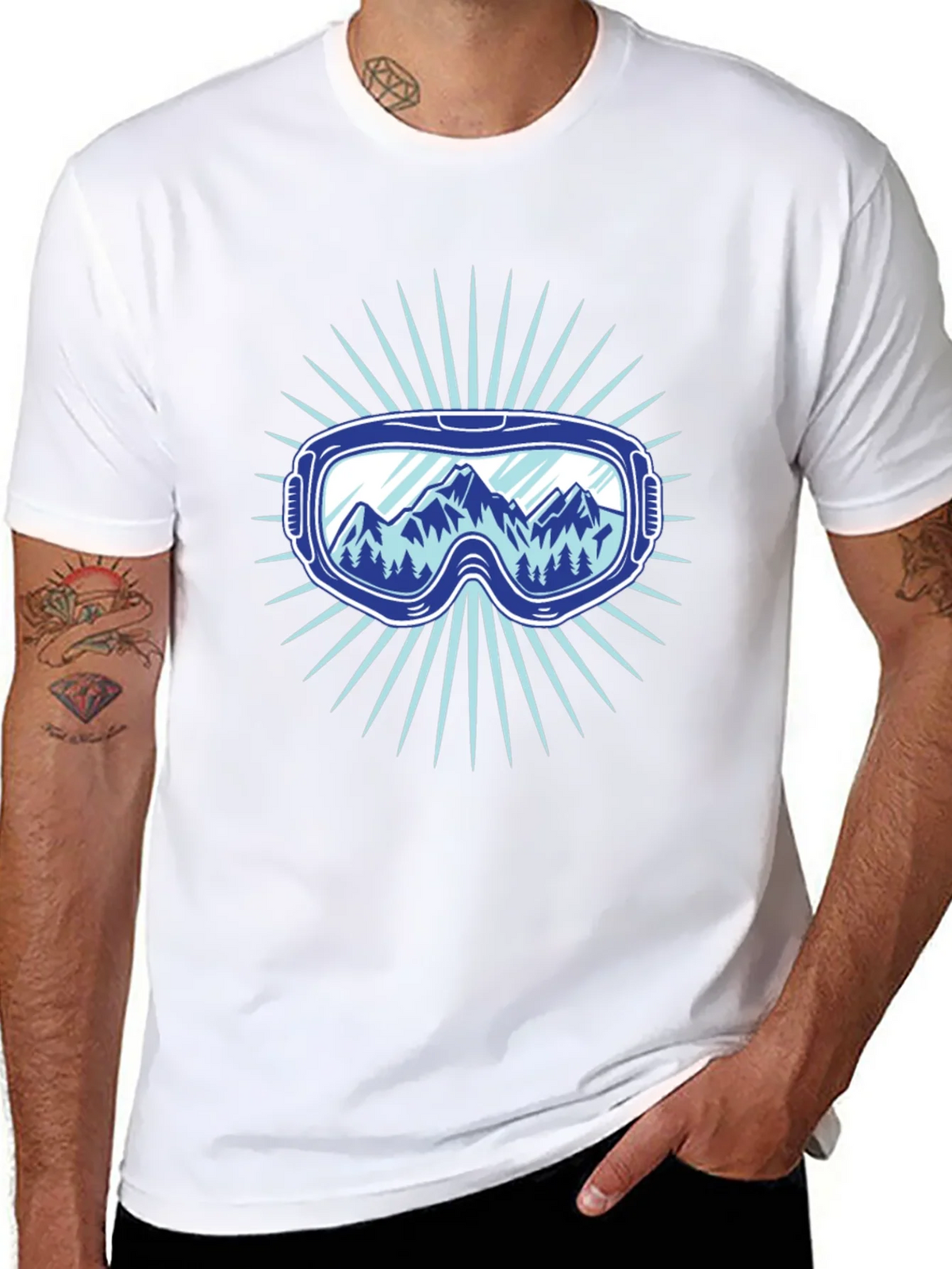 Mountains Ski Goggles Graphic Tee - Black product image 7