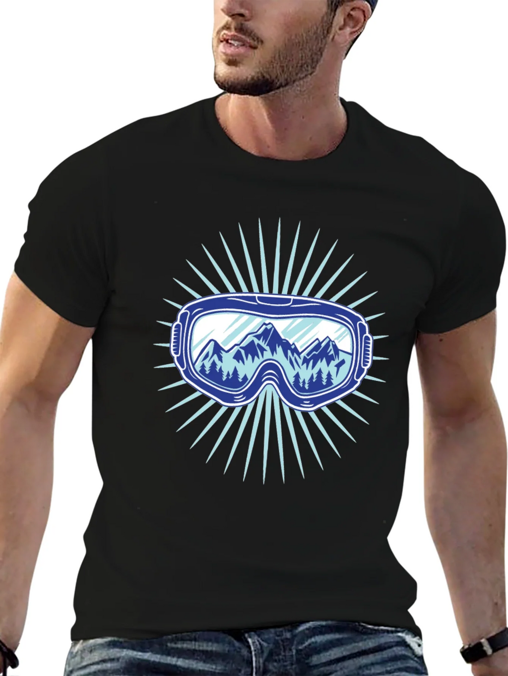 Mountains Ski Goggles Graphic Tee - Black product image 6