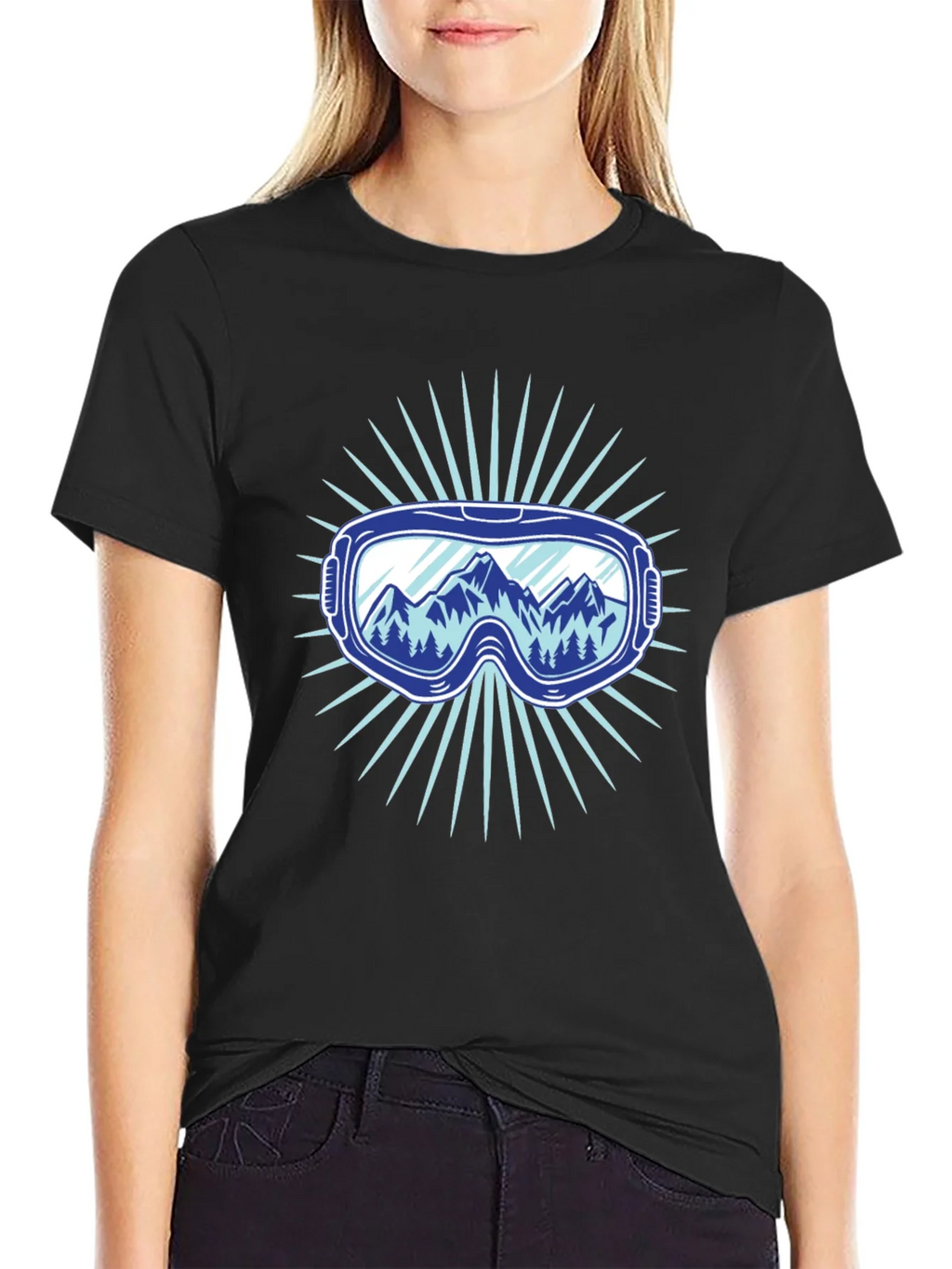 Mountains Ski Goggles Graphic Tee - Black product image 2