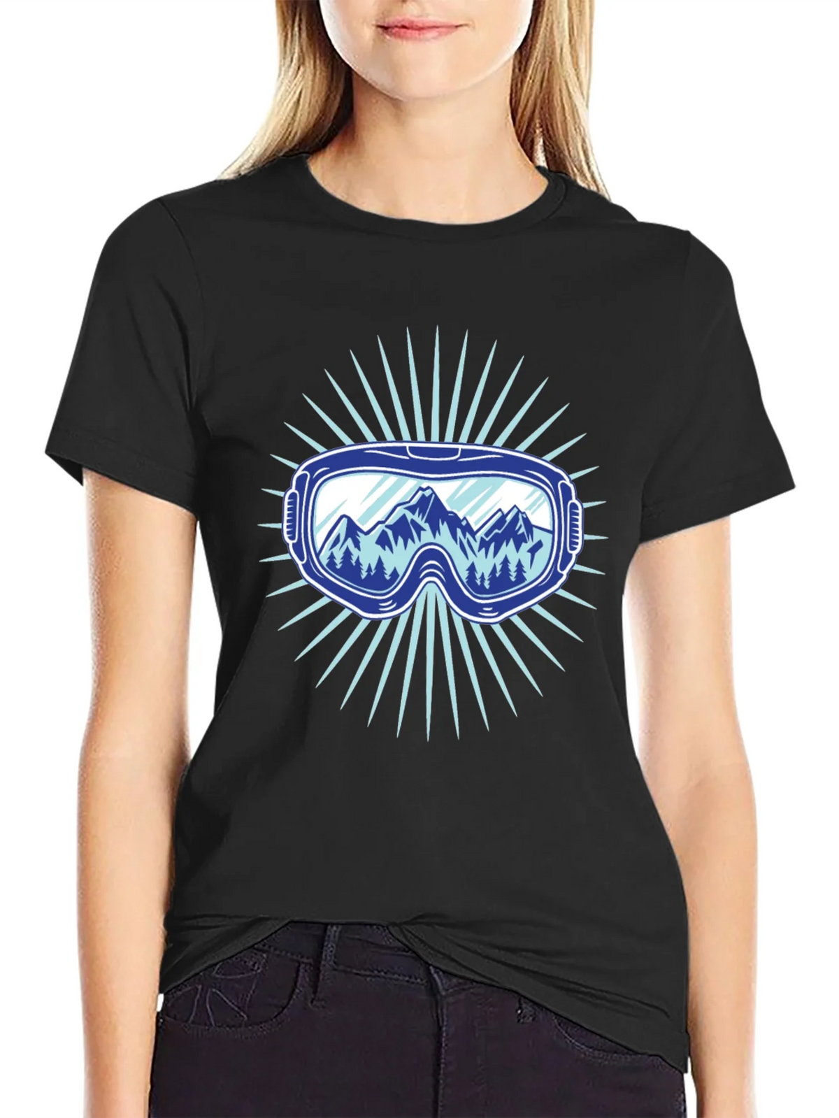 Mountains Ski Goggles Graphic Tee - Black product image 2