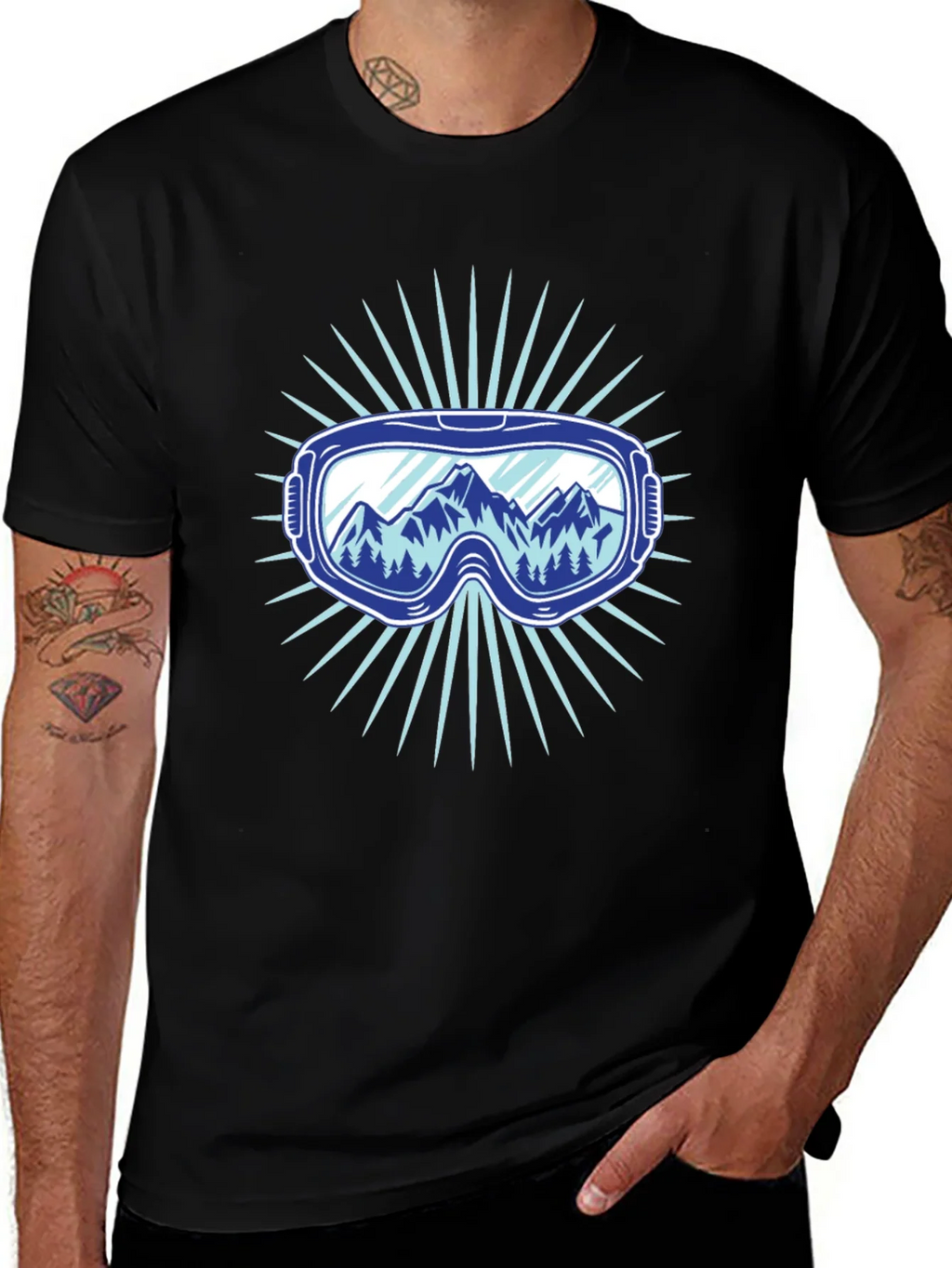Mountains Ski Goggles Graphic Tee - Black product image 1