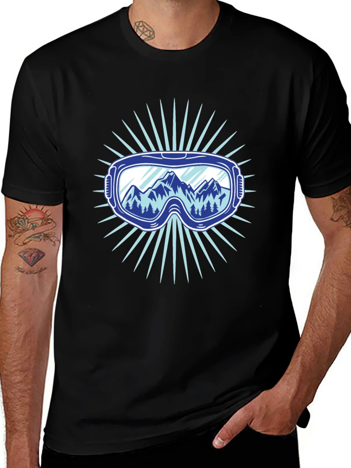 Mountains Ski Goggles Graphic Tee - Black product image 1