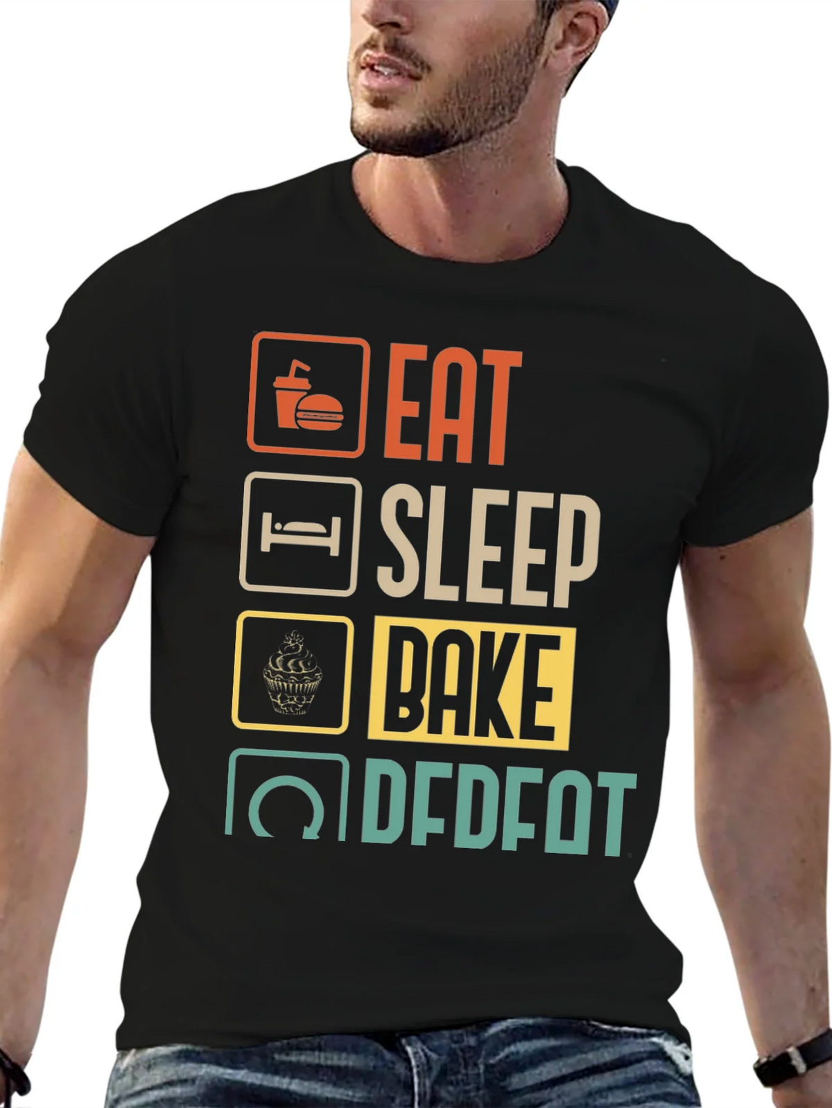Eat Sleep Bake Repeat Mens Graphic Tee product image 6