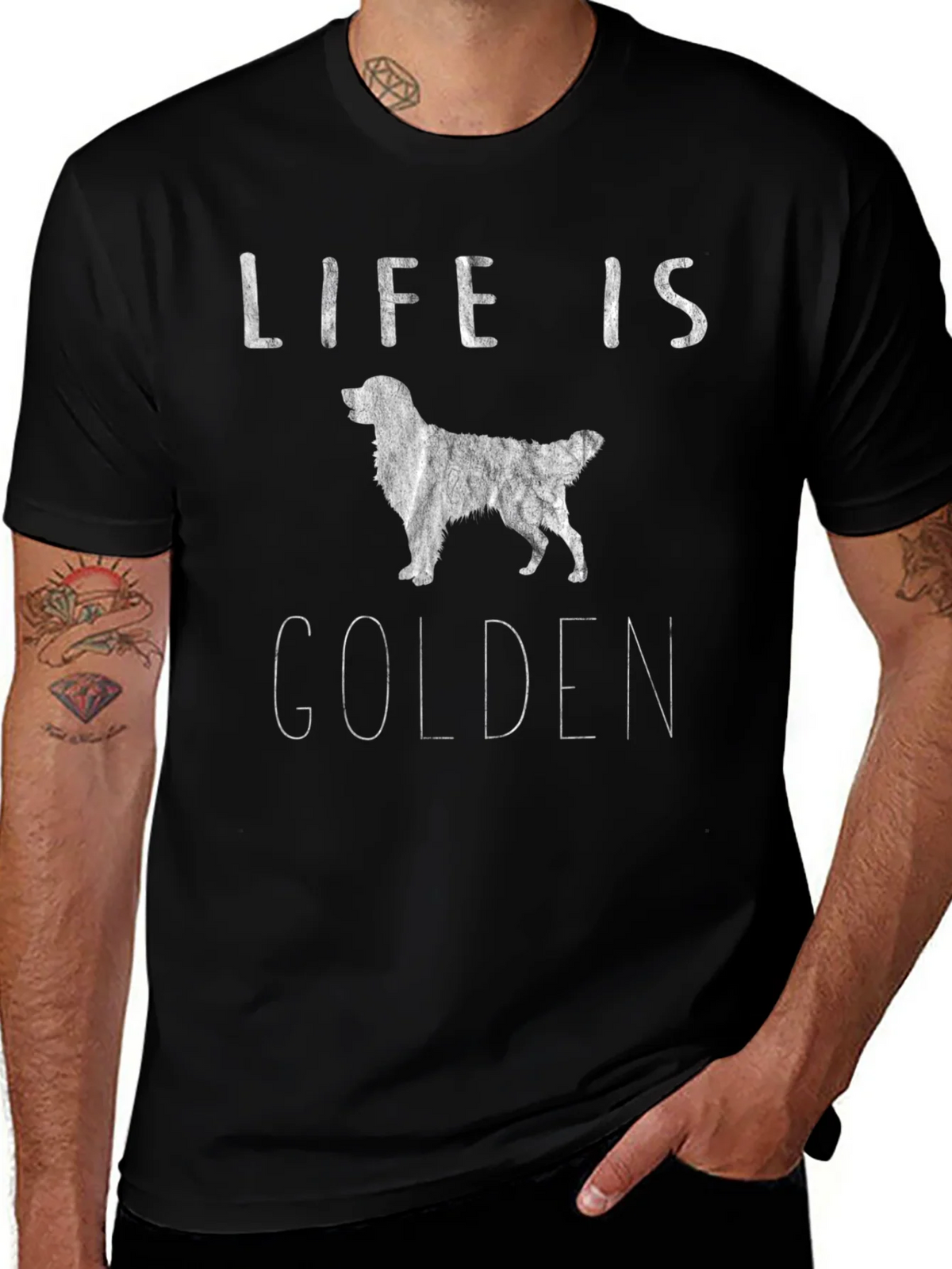 Life Is Golden Dog Graphic Tee - Black Cotton T-Shirt product image 1