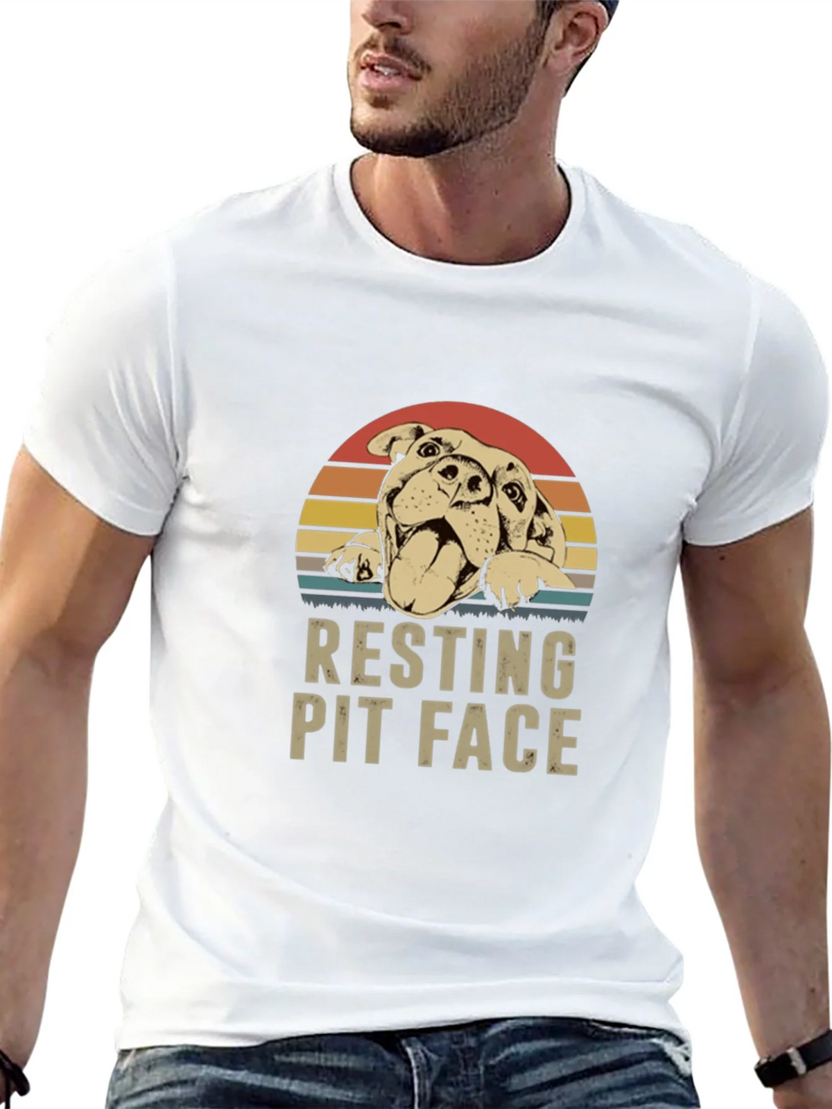 Resting Pit Face T-Shirt - Dog Lover Tee product image 5