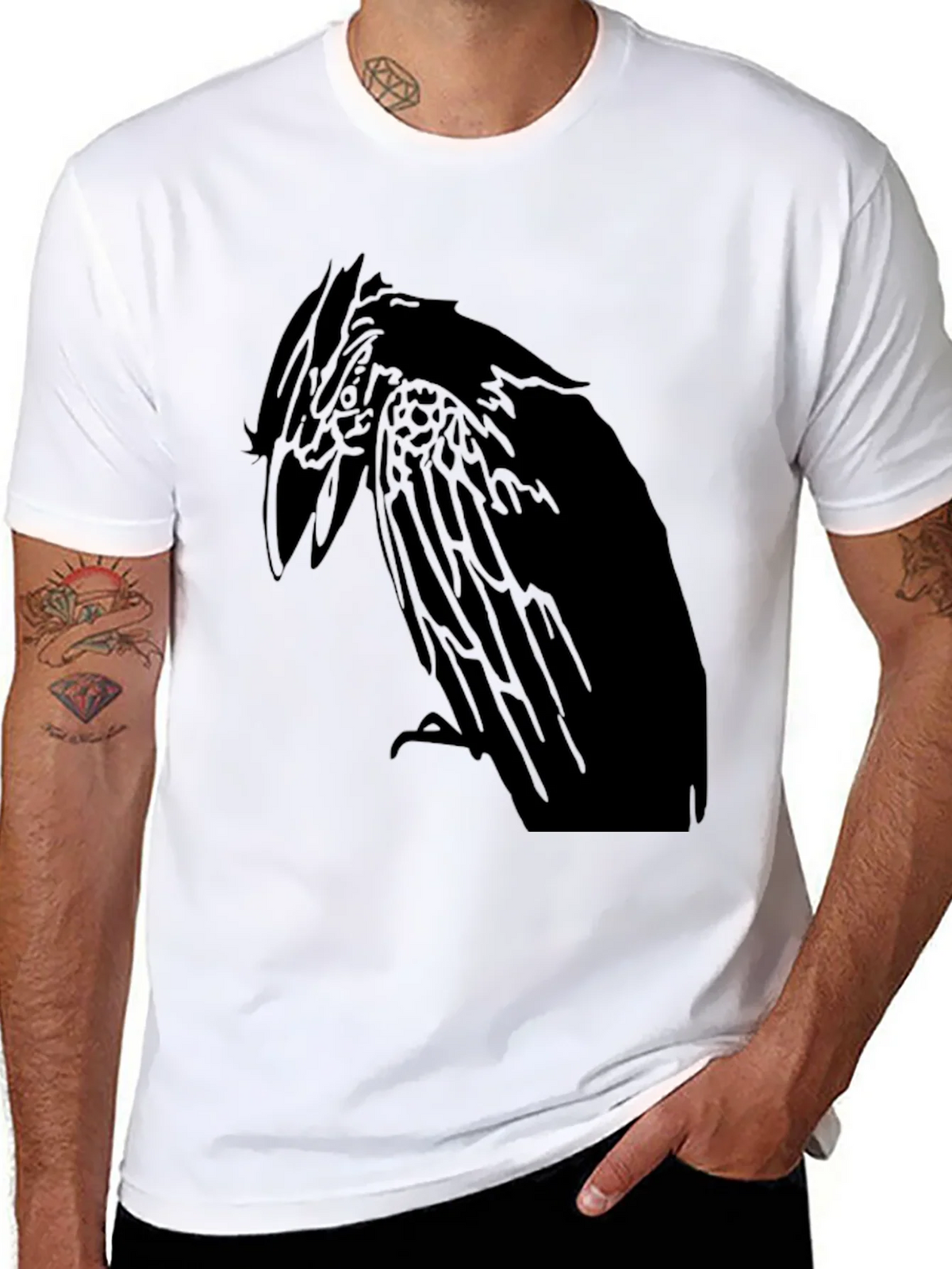 Raven Graphic Print Mens Black T-Shirt product image 7
