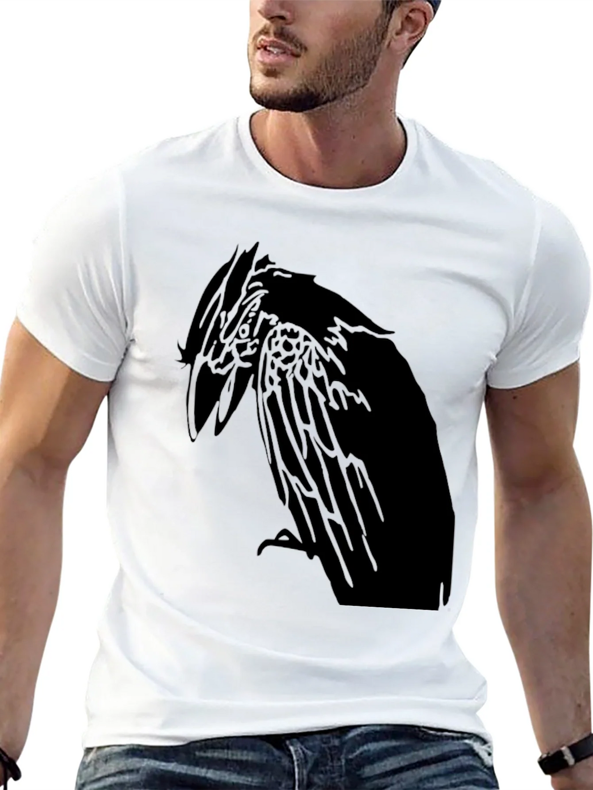 Raven Graphic Print Mens Black T-Shirt product image 12