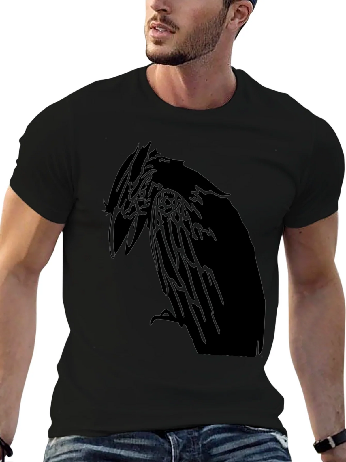 Raven Graphic Print Mens Black T-Shirt product image 6